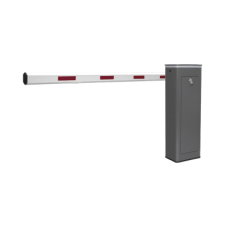 Kit de Barrera Vehicular Izquierda y Brazo de 3 Metros / Finales de Carrera Ajustables por Programación / Movimiento Fluido / Diseño Elegante Color Gris / Con Corona Led Semaforizada