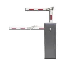 Kit de Barrera Vehicular Izquierda y Brazo ARTICULADO de 3 Metros / Finales de Carrera Ajustables por Programación / Movimiento Fluido / Diseño Elegante Color Gris / Con Corona Led Semaforizada