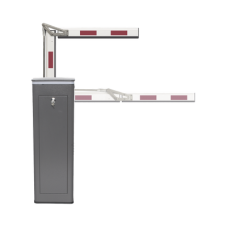 Kit de Barrera Vehicular Derecha y Brazo ARTICULADO de 3 Metros / Finales de Carrera Ajustables por Programación / Movimiento Fluido / Diseño Elegante Color Gris / Con Corona Led Semaforizada
