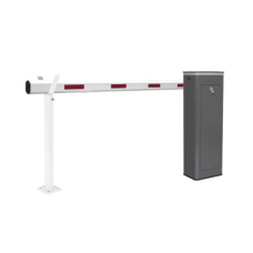 Kit de Barrera Vehicular Izquierda y Brazo Telescópico de Hasta 5.5 m / Finales de Carrera Ajustables por Programación / Movimiento Fluido / Diseño Elegante Color Gris / Con Corona Led Semaforizada