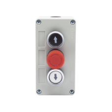 Botonera Triple con Boton de Stop Tipo Enclavado / Para Barreras Vehiculares, Operadores Corredizos y Abatibles.