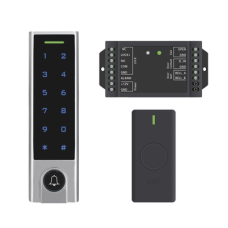 Mini Controlador de Acceso con Teclado Inalámbrico / Cuenta con Botón de Salida Inalámbrico / Soporta Tarjeta y Contraseña / Cuenta con Botón de Timbre