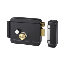 Cerradura Eléctrica con Botón de Salida / Incluye Llave  / Exterior / Derecha / Color Negro