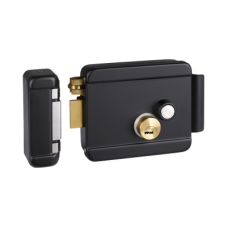 Cerradura Eléctrica con Botón de Salida / Incluye Llave  / Exterior / Izquierda / Color Negro