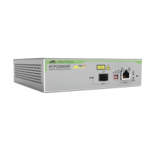 Convertidor de medios Gigabit Ethernet PoE+ a fibra óptica con puerto SFP Gigabit, la distancia y tipo de fibra óptica depende del transceptor