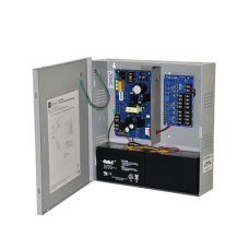 Fuente de alimentación de 12/24 Vcc a 4/6A con 8/16 salidas, con capacidad de batería de respaldo, requiere batería 