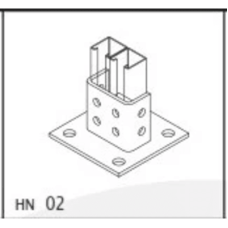 Base Cuadrada con 4 perforaciones para Perfil Doble.