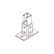 Base Rectangular con 2 perforaciones para Perfil Sencillo.