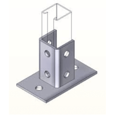 Base Cuadrada con 4 Perforaciones para Perfil Sencillo.