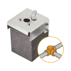 Molde de grafito horizontal unión en T horizontal de cable 2/0 AWG (pasante) con cable 2/0 AWG (terminal).