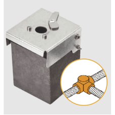 Molde de grafito horizontal unión en T horizontal de cable 1/0 AWG (pasante) con cable 1/0 AWG (terminal).