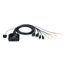 Conmutador KVM con cable HDMI 4K USB de 2 puertos con selector de puerto remoto | 4096x2160 @ 60Hz (4K DCI) | HDCP 2.2 | Jack 3.5mm (Audio/Micrófono) | Conecta y controla 2 equipos con un solo monitor, teclado y mouse Conmutador KVM con cable HDMI 4K USB de 2 puertos con selector de puerto remoto | 4096x2160 @ 60Hz (4K DCI) | HDCP 2.2 | Jack 3.5mm (Audio/Micrófono) | Conecta y controla 2 equipos con un solo monitor, teclado y mouse