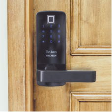 Cerrojo Electrónico con Manija para Puerta de Madera/ Huella/ Contraseña/ Tarjeta