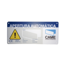 Letrero de Aviso Peligro para puertas automáticas CAME