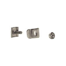 Kit 2 para unir tramos de charola, clema mediana, mas tornillo encastrado, con acabado Acero Inoxidable