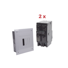 Kit Centro de Carga 4P para empotrar con 2 Interruptores Térmicos de 2 Polos, 20Amp 120/240Vca 10kA. Kit Centro de Carga 4P para empotrar con 2 Interruptores Térmicos de 2 Polos, 20Amp 120/240Vca 10kA.