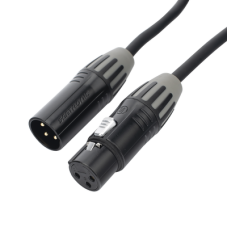 Cable XLR | 3 polos | Conector Hembra-Macho | Serie M | Carcasa Negra | Contactos Dorados | Ideal para Microfonía | Longitud 5m