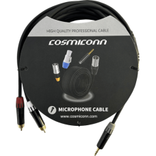 Cable 3.5mm a 2 RCA, conectores negros, con diferenciador de blanco y rojo en RCA MT380-RD - MT380-WH - MTP3C-BG, length 5m