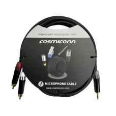 Cable 3.5mm a 2 RCA, conectores negros, con diferenciador de blanco y rojo en RCA MT380-RD - MT380-WH - MTP3C-BG, length 10m