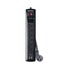 Multicontacto Con Supresor de Picos, Voltaje de Entrada 125 Vca NEMA 5-15P, Con 6 Salidas NEMA 5-15R, 2 Puertos de Carga USB, 1200 Joules