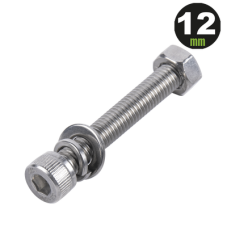 1 Tornillo Allen Milimétrico de Acero Inoxidable  M8-1.25 x 12/ Con 1 Tuerca, 1 Arandela de Presión y 1 Plana / Para Montajes de Módulos Foto Voltaicos .