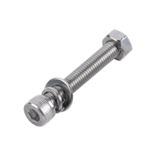 Tornillo Allen Milimétrico de Acero Inoxidable  M8-1.25 x 25 / Incluye Tuerca, Arandela Plana y Arandela Presión / Bolsa con 6 piezas / Para Montajes de Módulos Solares.