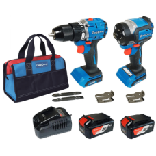 Kit Herramienta Taladro más Atornillador 20V, incluye cargador, 2 Baterías y Bolsa para Transporte.
