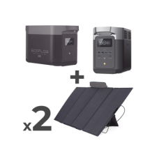 Kit de Estación de Energía Portátil 2048Wh + Batería Externa 2048Wh + 2 Paneles Solares Flexibles 400W (4096Wh, 800W Totales)