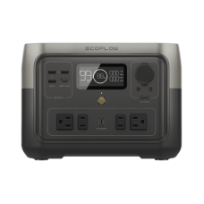 EcoFlow River 2 Max | Estación de Energía Portátil 512Wh Litio LFP / 4 AC 500 W (Max. 1000W) / 1 USB-C 100W / 3 USB -A 12W / Cargador de Coche 8A a 12 o 24V / Conectividad WiFi y Bluetooth (App) / Carga Solar 220W Max.