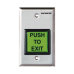 Botón de Salida / Con Iluminación / Con Placa de Pared de Acero Inoxidable / IP65 / Voltaje 12 / 24 Vcd / Mensaje de Idioma Intercambiable / 3 Placas de Idioma Incluidas