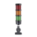 Torre LED Indicadora de estado de 3 niveles color Rojo, Ámbar y Verde, con Buzzer integrado a 85 dB,  a 24 VCD con Montaje incluido de 60 mm de diámetro