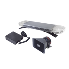 Kit básico para equipar unidades de Seguridad Pública (Barra de Luces Rojo-Azul, Sirena y Bocina)