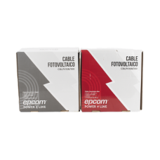 Kit de 2 rollos de 100 metros de cable fotovoltaico de cobre, rojo y negro, calibre 10 AWG (6mm²), Tipo PV,  1000/2000 V y 120°C.