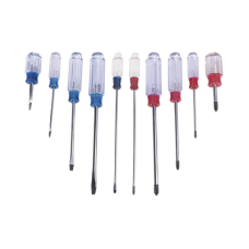 Juego de 10 Desarmadores Mango Plástico (Uso Ligero), Puntas magnética, 5 Puntas Planas (-) y 5 Puntas Phillips. (+) Juego de 10 Desarmadores Mango Plástico (Uso Ligero), Puntas magnética, 5 Puntas Planas (-) y 5 Puntas Phillips. (+)