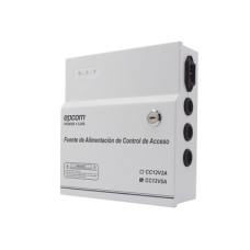Fuente de Poder / 1 Salida 11-15 Vcc /  5 A / Temporizador Integrado / Con Capacidad de Batería de Respaldo / Requiere Batería / Aplicaciones en sistemas de control de Acceso