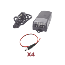 Kit con fuente EPCOM con salida de 12 Vcc a 5 Amper con 4 salidas / Incluye conectores Kit con fuente EPCOM con salida de 12 Vcc a 5 Amper con 4 salidas / Incluye conectores