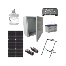 Kit Solar de 12 Vcc para alimentar energizador de cerca electrificada. Instalación de panel en poste. Kit Solar de 12 Vcc para alimentar energizador de cerca electrificada. Instalación de panel en poste.