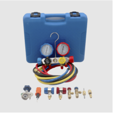 Juego de manómetros para aire acondicionado, herramienta de carga de refrigerante, doble válvula con adaptadores de acoplamiento rápido, manguera de 1.5 metros para refrigerantes : R410A, R32, R134A, R22