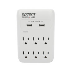 Multicontacto de Pared 110 Vca / Supresor de Picos 1080 Joules / 6 x Nema 5-15P / 2 x USB (5V @3.4A)