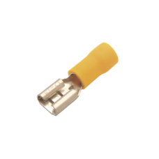 Terminal tipo hembra aislada 0.250 / 12 - 10 AWG / Amarillo / Para baterías con terminal F1 / Paquete de 25 piezas.