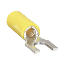 Terminal tipo horquilla ( espada ) aislada / 12 - 10 AWG / Amarillo / Paquete de 25 piezas. Terminal tipo horquilla ( espada ) aislada / 12 - 10 AWG / Amarillo / Paquete de 25 piezas.