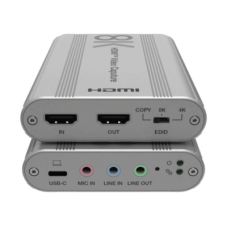 Tarjeta de Captura HDMI 8K a USB 3.2 Gen 1 | Resolución 8K@60Hz y 4K2K@144Hz | Ancho de Banda 48Gbps | Mezcla de Audio HDMI-Micrófono-Línea | Compatibilidad Multiplataforma Windows-macOS-Linux | Carcasa de Aluminio Plateado Tarjeta de Captura HDMI 8K a USB 3.2 Gen 1 | Resolución 8K@60Hz y 4K2K@144Hz | Ancho de Banda 48Gbps | Mezcla de Audio HDMI-Micrófono-Línea | Compatibilidad Multiplataforma Windows-macOS-Linux | Carcasa de Aluminio Plateado
