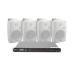 KIT de Amplificador de Audio 120W para Rack | 4 Altavoces de Pared color Blanco 2.5W - 20W | Sistema 70/100V