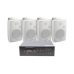 KIT de Amplificador de 120W para Escritorio | 4 Altavoces de Pared color Blanco 2.5W - 20W | Sistema 70/100V