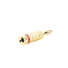 Conector Banana Tipo Tornillo para Bocinas | Instalaciones Profesionales de Audio | Chapado en Oro | Color Rojo (1 Pieza)
