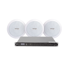 KIT de Amplificador de 120W para Rack SF120DTB | 3 Altavoces de Plafón de 5.5in SF-206P | 3.75 - 30W | Sistema 70/100V KIT de Amplificador de 120W para Rack SF120DTB | 3 Altavoces de Plafón de 5.5in SF-206P | 3.75 - 30W | Sistema 70/100V