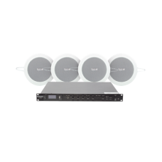 KIT de Amplificador de 120W para Rack | 4 Altavoces de Plafón de 4in | 3 - 6W | Sistema 70/100V KIT de Amplificador de 120W para Rack | 4 Altavoces de Plafón de 4in | 3 - 6W | Sistema 70/100V