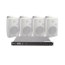 KIT de Amplificador de Audio 120W para Rack | 4 Altavoces de Pared color Blanco 2.5W - 20W | Sistema 70/100V KIT de Amplificador de Audio 120W para Rack | 4 Altavoces de Pared color Blanco 2.5W - 20W | Sistema 70/100V