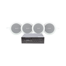 KIT de Amplificador de 120W para Escritorio | 4 Altavoces de Plafón de 4in | 3 - 6W | Sistema 70/100V KIT de Amplificador de 120W para Escritorio | 4 Altavoces de Plafón de 4in | 3 - 6W | Sistema 70/100V