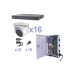 KIT TurboHD 1080p / DVR 16 Canales / 16 Cámaras Eyeball (exterior 2.8 mm) / Transceptores / Conectores / Fuente de Poder Profesional